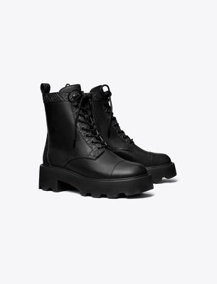 Tory Burch T Monogram Lug Ankle Boots 65mm Perfect Black In Black