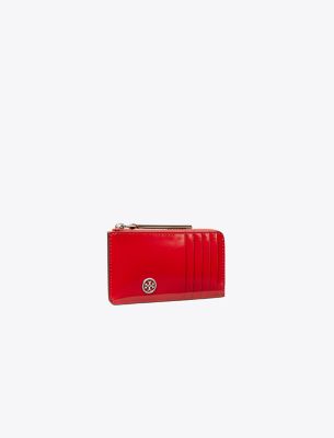 Tory Burch Robinson Spazzolato Zip Card Case