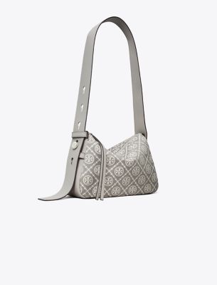 Tory Burch Small Romy T Monogram Shoulder Bag In Gray