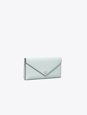 Tory Burch Pebbled Envelope Wallet In Blue