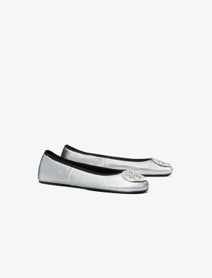 Tory Burch Reva Travel Ballet In Silver