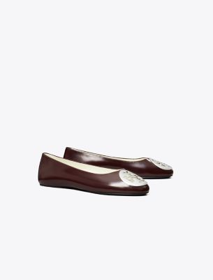Tory Burch Logo-plaque Ballet Flats In Red