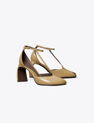 Tory Burch Peep-toe T-strap Heeled Sandal In Multi
