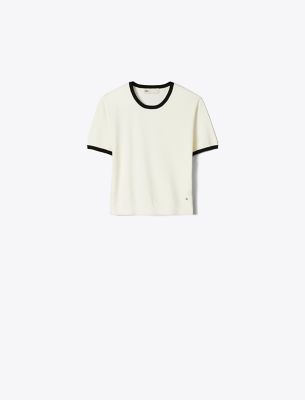 コントラストトリム ショートスリーブ セーター | 101