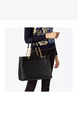 7295 TORY BURCH Fleming Triple Compartment Tote BLACK