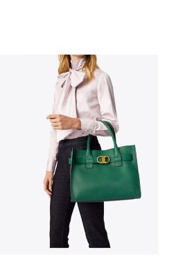 gemini link leather tote