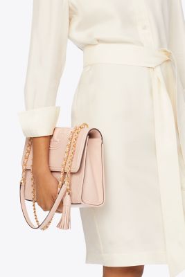 Tory Burch Fleming Convertible Shoulder Bag In Shell Pink Calfskin