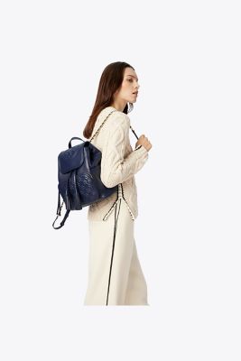 248 TORY BURCH Fleming Backpack Front Zip Pocket ROYAL NAVY |