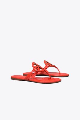 tory burch red patent leather miller sandals
