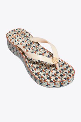 tory burch carved wedge flip flop