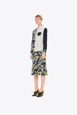 Printed Contrast Silk Shirt