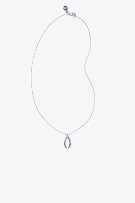 STERLING SILVER WISHBONE DELICATE PENDANT NECKLACE