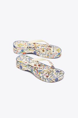 Tory Burch PRINTED-STRAP CARVED-WEDGE FLIP-FLOP at £45 | love the brands