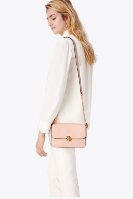 Tory Burch Chelsea Mini Leather Crossbody in Pink