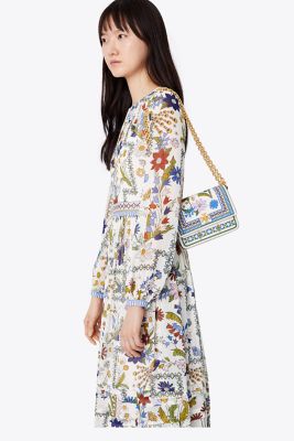 Tory Burch Kira Floral Shoulder Bag (ivory Meadow Folly) Shoulder Handbags  in Blue