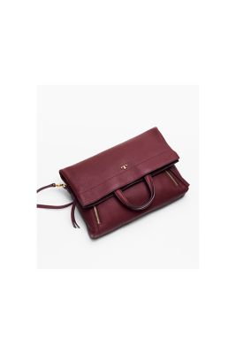 472 TORY BURCH Half Moon Convertible Fold Over Crossbody CLARET