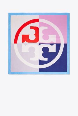 COLOR-BLOCK LOGO SILK SQUARE SCARF