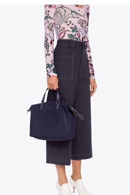 Tory Burch Slouchy Nylon Tote Bag Tory Navy, $325, Neiman Marcus