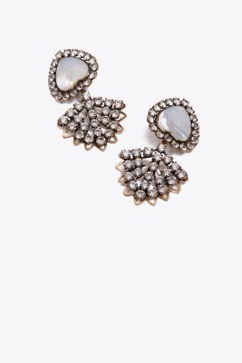 CRYSTAL MOTHER-OF-PEARL HEART EARRING