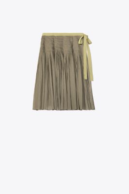 PLEATED COTTON WRAP SKIRT