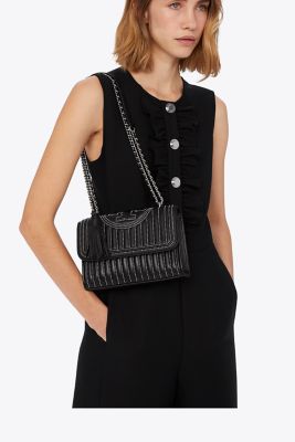 Fleming Small Leather Shoulder Bag in Black - Tory Burch