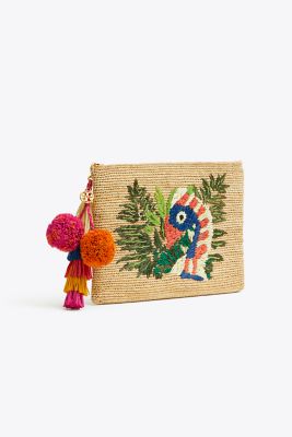 TOUCAN RAFFIA POUCH