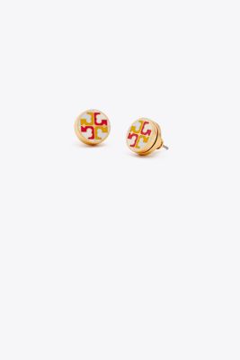 MULTI-ENAMEL LOGO CIRCLE STUD EARRING