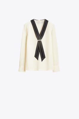 Silk Tie Neck Blouse