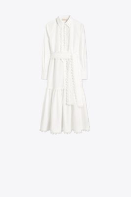 Scalloped Cotton Shirtdress