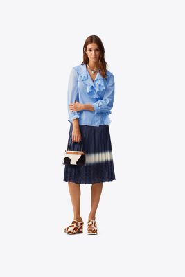 Scalloped Cotton Wrap Shirt