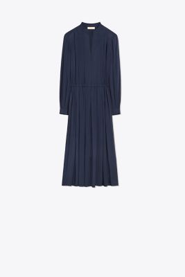 LONG-SLEEVE PLEATED DRESS