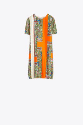 PRINTED SILK SHIFT DRESS