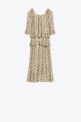 Printed Ruffle Maxi Dress