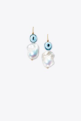 PEARL & EVIL EYE EARRING