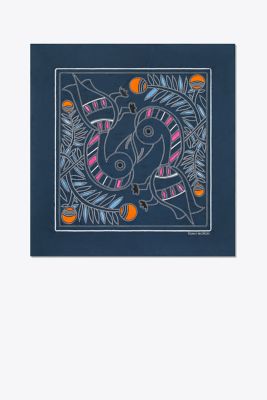 EMBROIDERED TOUCAN SQUARE SCARF