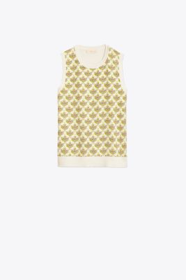 Silk-Front Tank Sweater