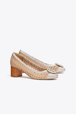 CHELSEA WOVEN METALLIC CAP-TOE PUMP