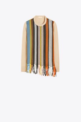 HANDWOVEN LEATHER-FRONT SWEATER