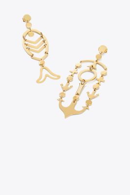 ARTICULATED MISMATCHED FISH & ANCHOR EARRING