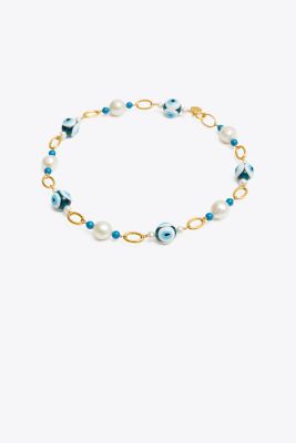 PEARL & EVIL EYE SHORT NECKLACE