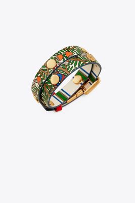 PRINTED REVERSIBLE DOUBLE-WRAP LOGO STUD BRACELET