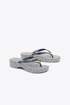 PRINTED CARVED WEDGE FLIP-FLOP