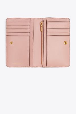 Tory Burch Kira Chevron Bi-fold Wallet In Pink Moon/rolled Brass | ModeSens