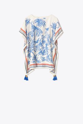 Tory Burch Sleeveless Embroidered Tunic Isla Collins Stripe Top Size 4 ...