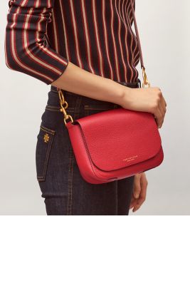 10601 TORY BURCH Perry Flap Crossbody RED APPLE |