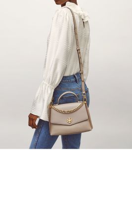 BANANANINA - Chain reaction, looks gorgeous in the neutral color Tory Burch  Kira Chevron Top Handle Satchel Gray Heron 🔎645297 / 64890 Tory Burch Kira  Chevron Small Convertible Shoulder Bag Gray Heron