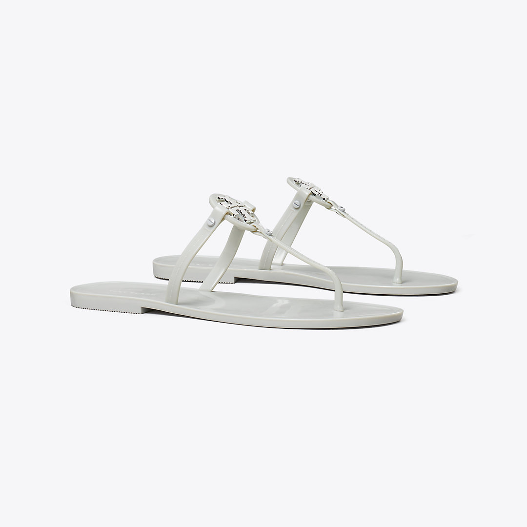 Shop Tory Burch Mini Miller Jelly Sandal In Feather Gray/silver