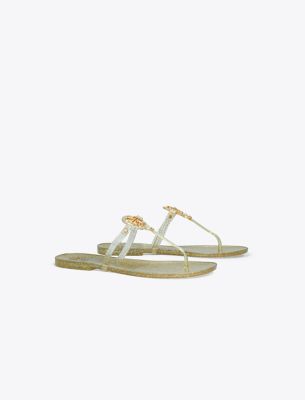 Tory Burch Mini Miller Jelly Thong Sandal In Silver/gold
