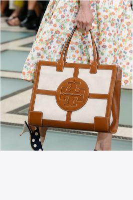 tory burch ella canvas leather tote