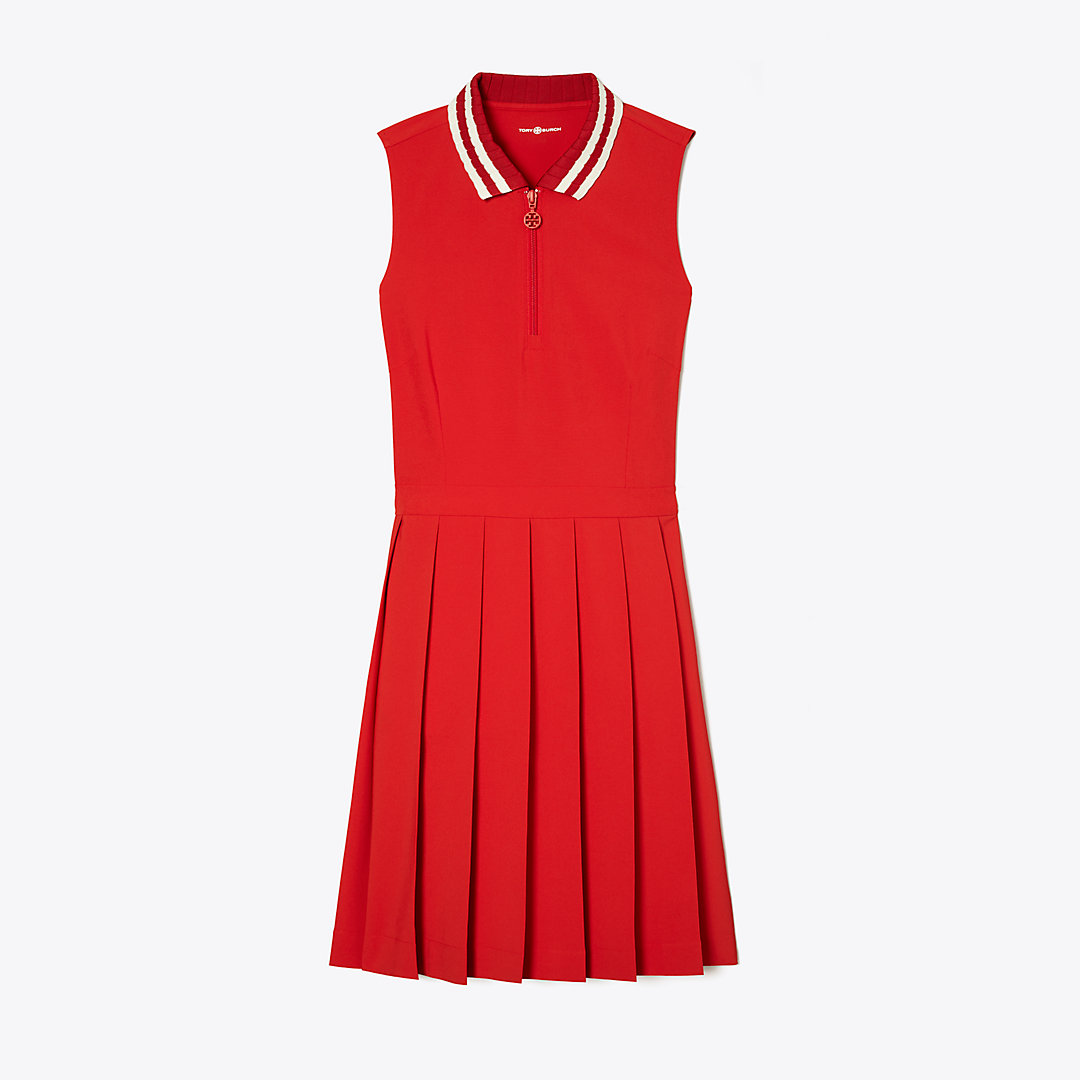 Tory Sport Tory Burch Performance Pleated Dress In Gala Red